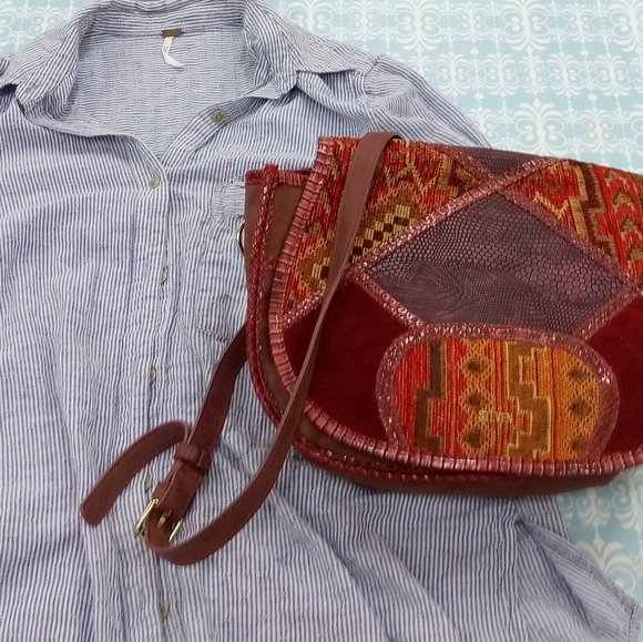 NWOT Free People Blue White Striped Top - Picture 8 of 8